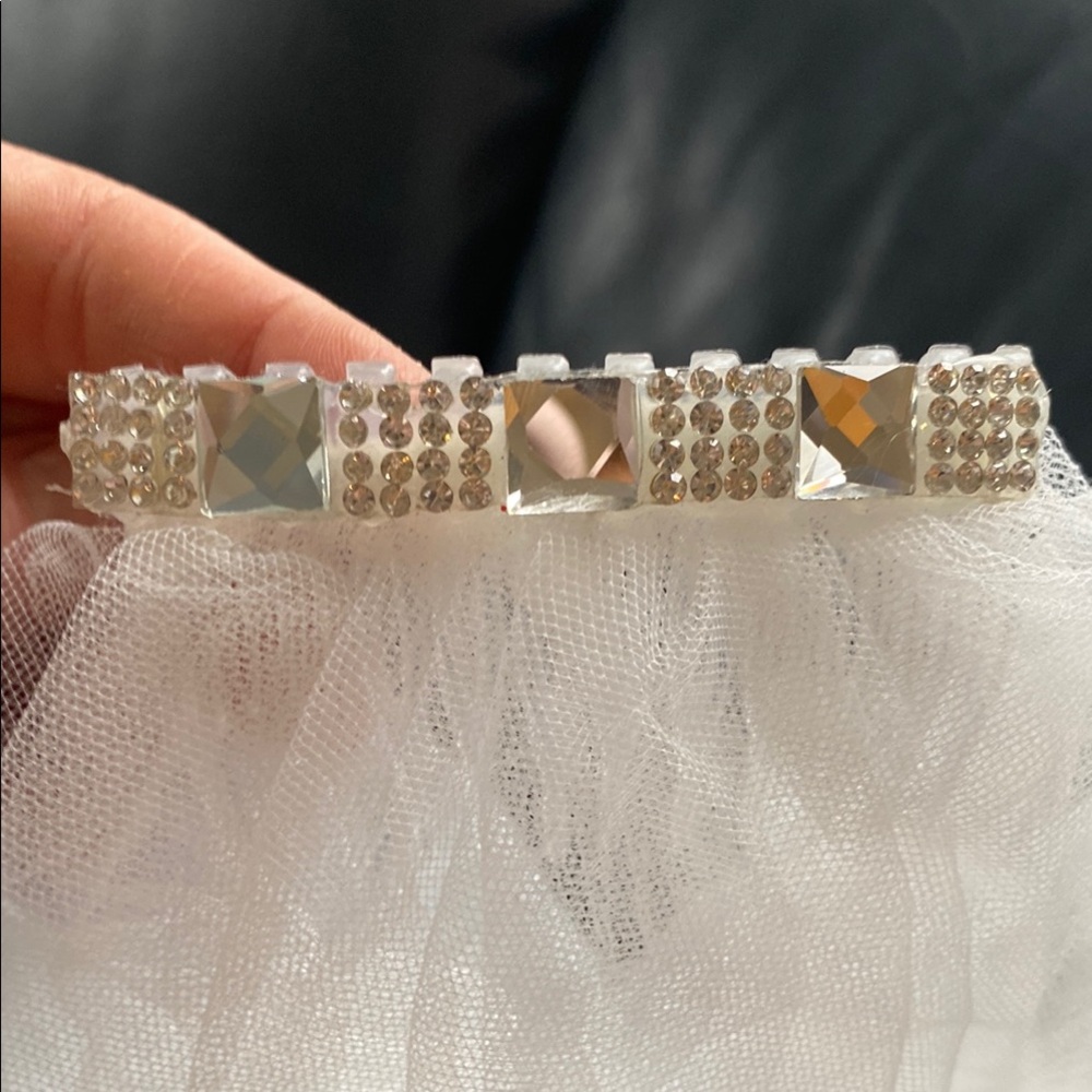 Elegant Crystal & Pearl Embellished First Communion Veil